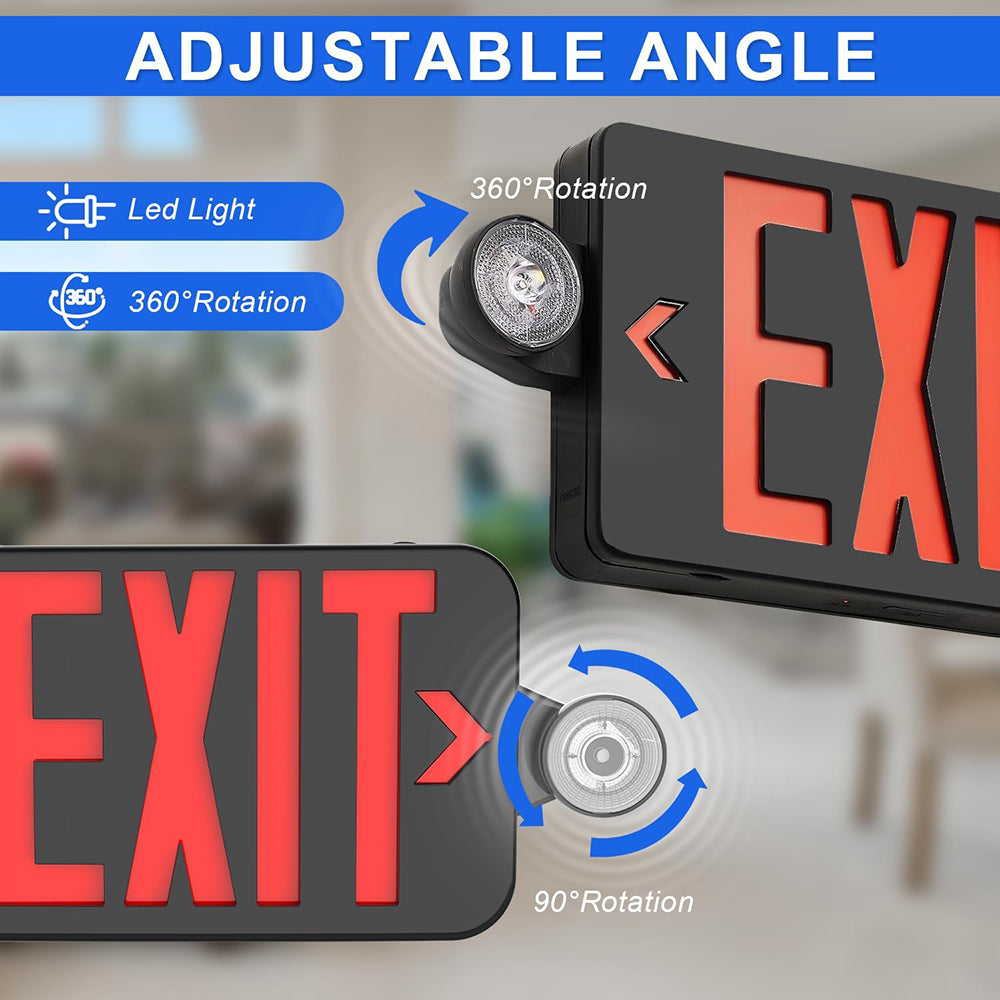 LFD Lighting Black Combo Emergency Exit Sign Light For Warehouse