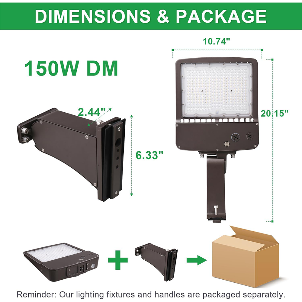 LFD Lighting  LED 150W Parking Lot Light DM Dimension