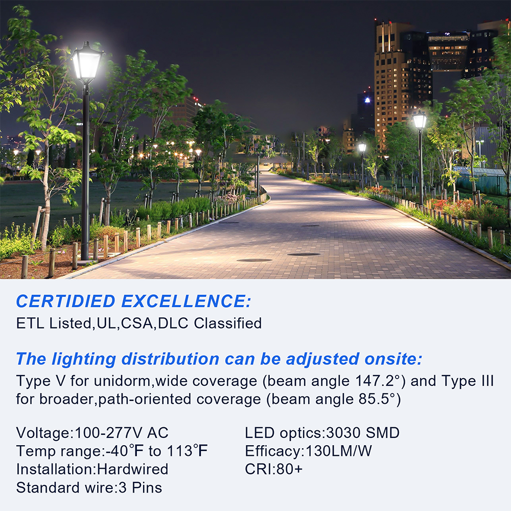 LFD Lighting LED Post Top Light Detailed Drawing