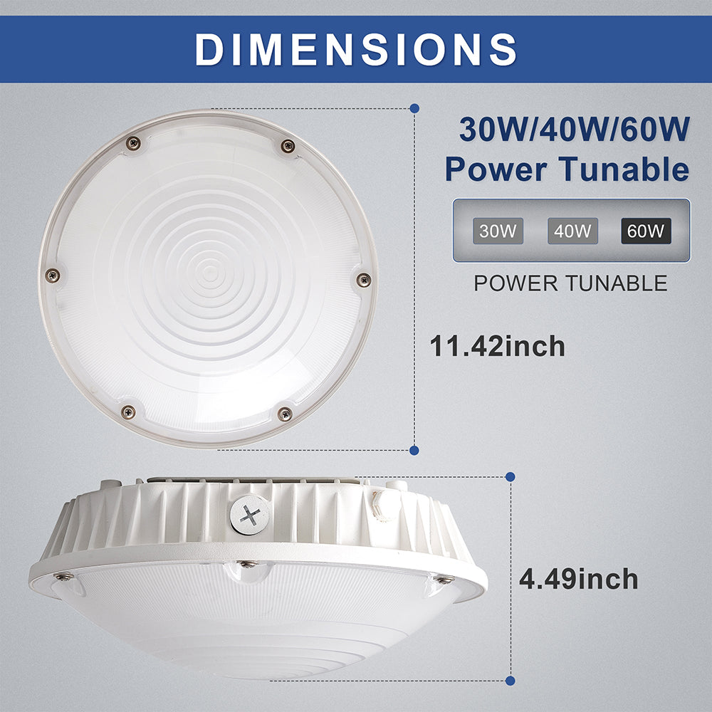 LFD Lighting LED Round Canopy Light 3 Wattages Selectable Dimension