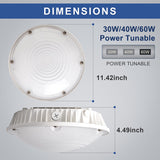 LFD Lighting LED Round Canopy Light 3 Wattages Selectable Dimension