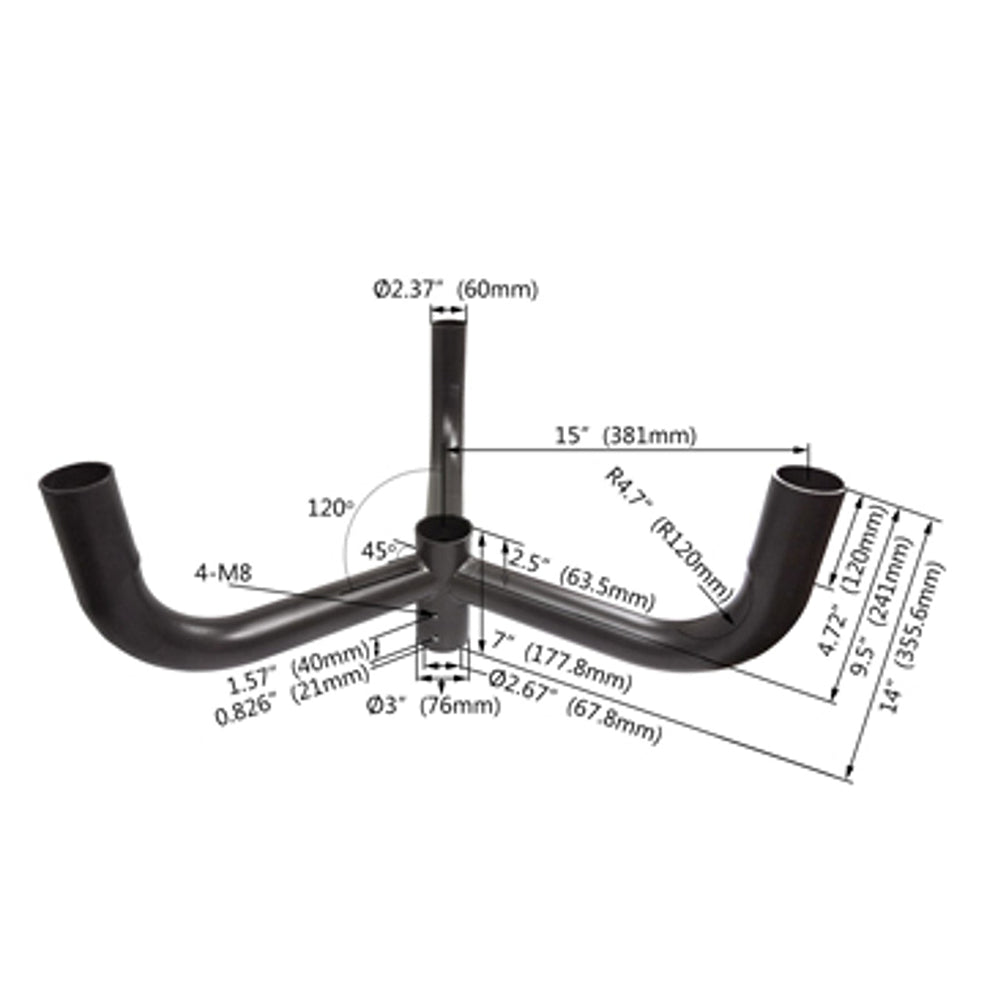 LFD Lighting Tenon Adapter for 3 fixtures-LED Street Light-Shoebox Parking Light-Parking Lot Pole Bracket