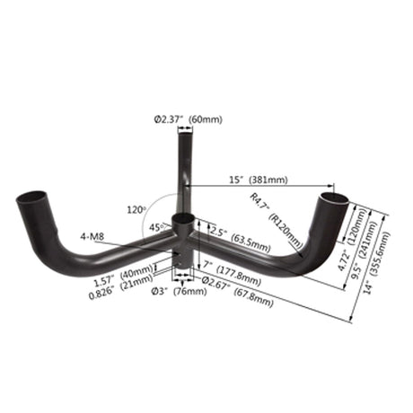 LFD Lighting Tenon Adapter for 3 fixtures-LED Street Light-Shoebox Parking Light-Parking Lot Pole Bracket