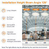 LFD Lighting White UFO High Bay Light-180W/200W/240W Wattage Selectable