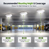 Selectable LED Round Canopy Light 30W/40W/60W | 5000K IP65 DLC Commercial Parking Garage Light