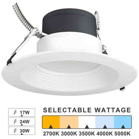 LFD Lighting 8 inch 17/24/30W Commercial Recessed Downlight-5CCT 2700K/3000K/3500K/4000K/5000K Selectable-0~10V Dimmable