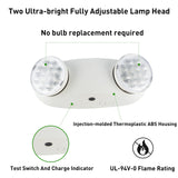 LED Emergency Exit Lighting Fixtures-Mini Round Adjustable Lamp Heads-White Housing-120-277 VAC