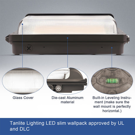 LFD Lighting 80/100/120W Wattage Selectable-LED Wall Pack Look Contractor Select CCT 3000/4000/5000K-Compatible Photocell-UL+DLC 5.1