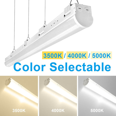4 Pack-4ft Linkable LED Linear Strip Light-Wattage 24W/32W/40W Selectable-3500K/4000K/5000K Selectable-DLC ETL Certified-5 Years Waranty